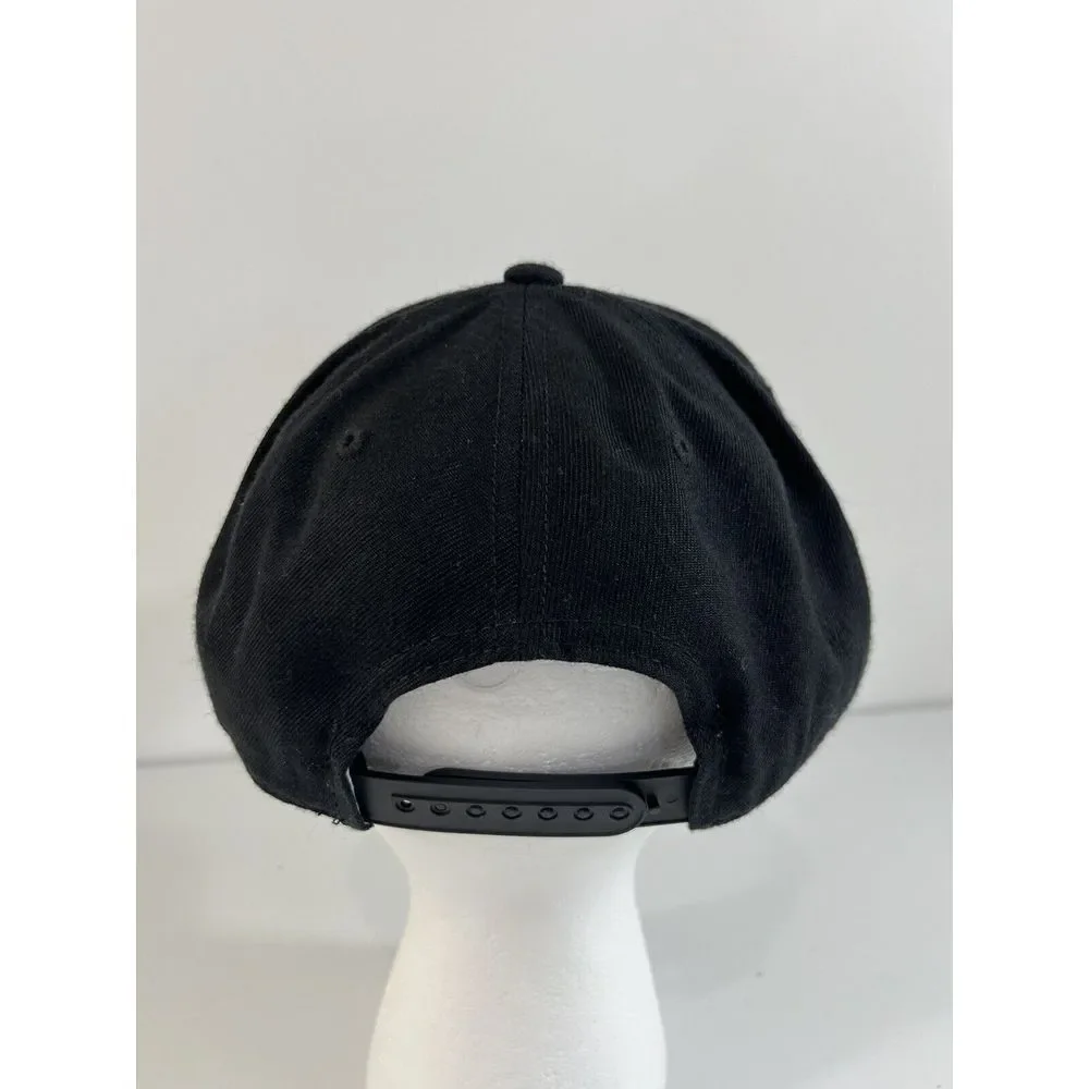 Aksels Laser Nashville Cursive‎ Script Flatbill Snapback Black Wool Hat Nash
